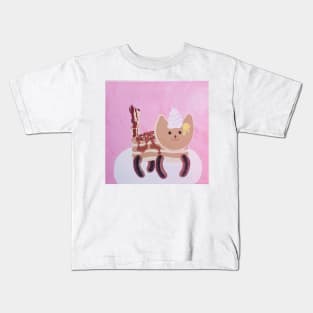 Original Breakfast Cat w/ Painted Background Kids T-Shirt